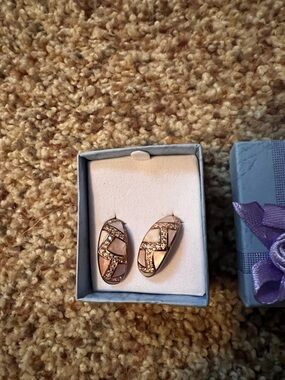 Rose Gold Tone Rhinestone Inlay Oval Earrings - Women Jewelry